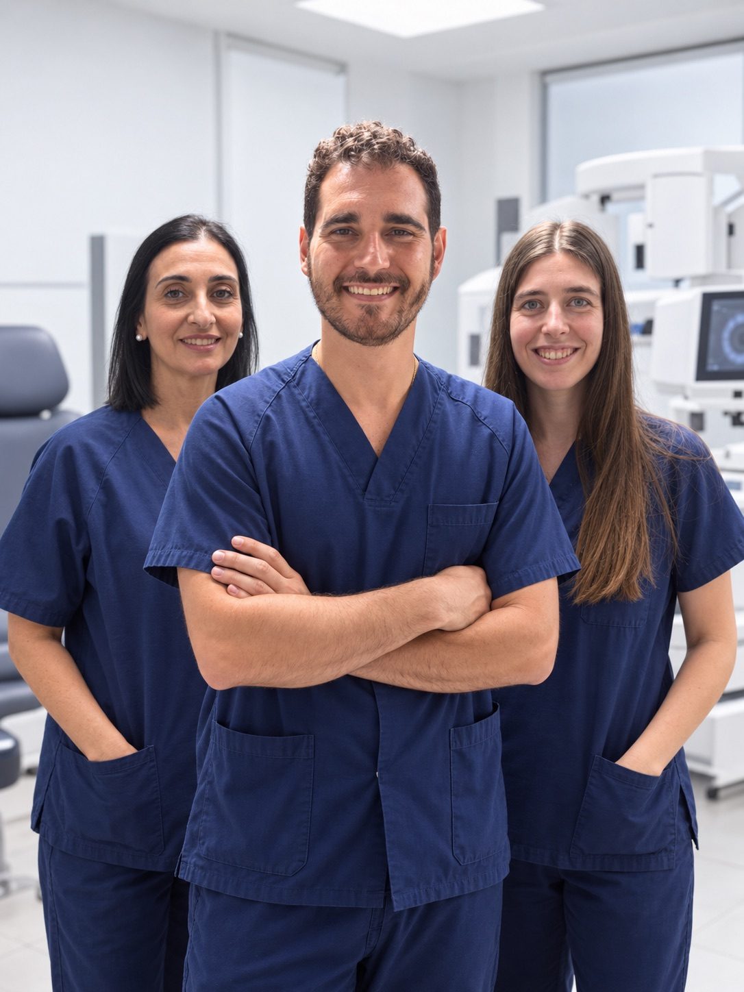 El Dr. Villa Carpes con su equipo de optometría